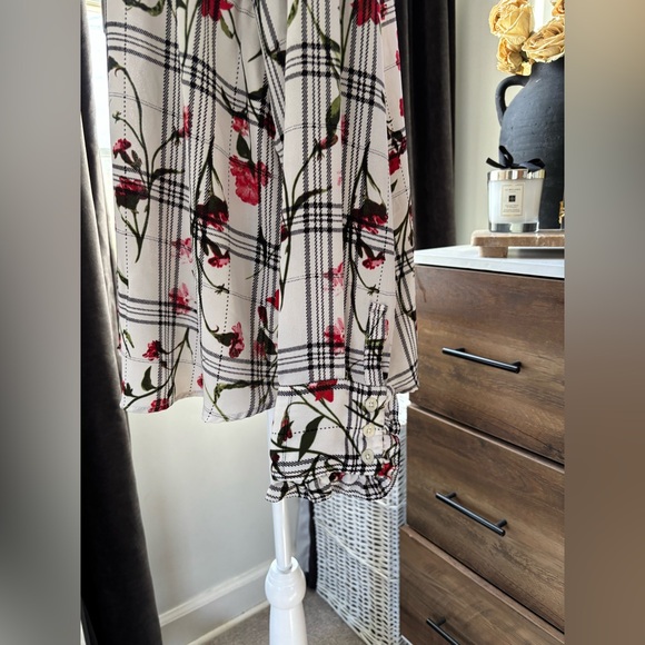 RACHEL Rachel Roy Floral Plaid Blouse - Picture 4 of 6